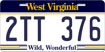 WV license plate 2TT376