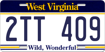 WV license plate 2TT409