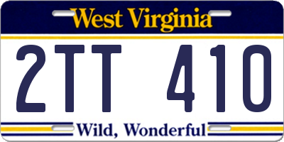 WV license plate 2TT410