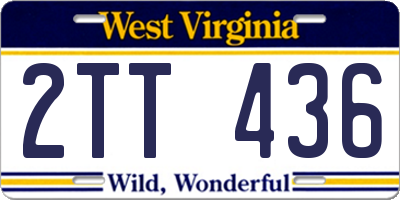 WV license plate 2TT436