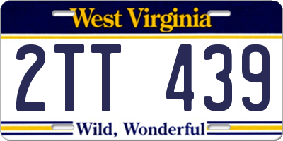 WV license plate 2TT439