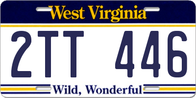 WV license plate 2TT446