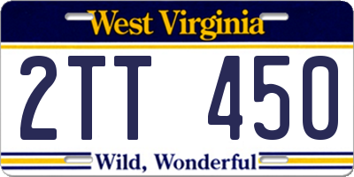 WV license plate 2TT450