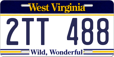WV license plate 2TT488