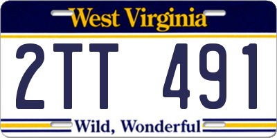 WV license plate 2TT491
