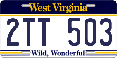 WV license plate 2TT503