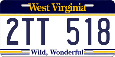 WV license plate 2TT518