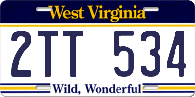 WV license plate 2TT534