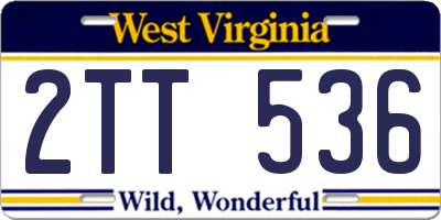 WV license plate 2TT536