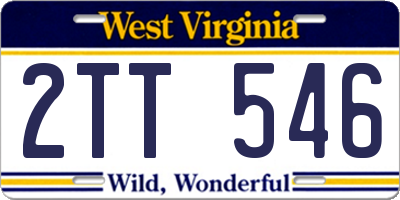WV license plate 2TT546