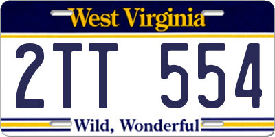 WV license plate 2TT554