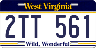 WV license plate 2TT561