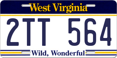 WV license plate 2TT564