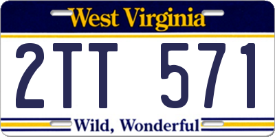 WV license plate 2TT571