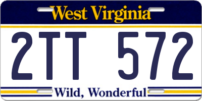 WV license plate 2TT572