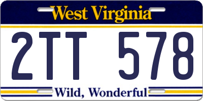 WV license plate 2TT578