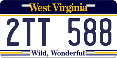 WV license plate 2TT588