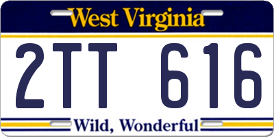 WV license plate 2TT616
