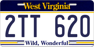 WV license plate 2TT620