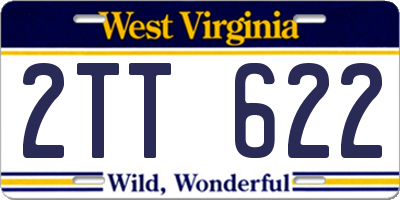 WV license plate 2TT622
