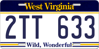 WV license plate 2TT633