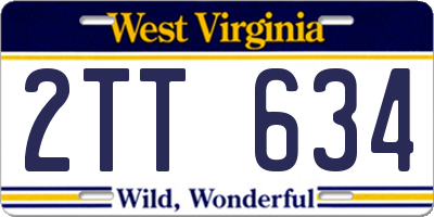 WV license plate 2TT634