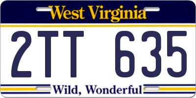 WV license plate 2TT635