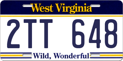 WV license plate 2TT648