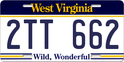 WV license plate 2TT662