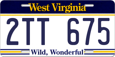 WV license plate 2TT675