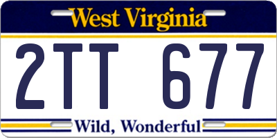 WV license plate 2TT677