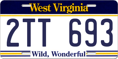 WV license plate 2TT693