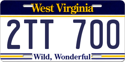 WV license plate 2TT700