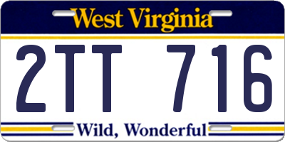 WV license plate 2TT716