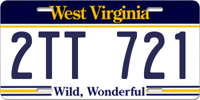 WV license plate 2TT721