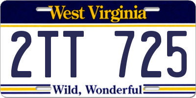 WV license plate 2TT725