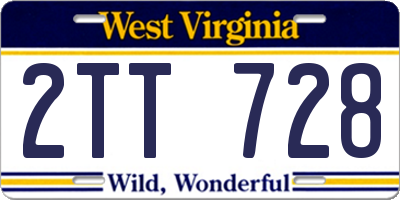 WV license plate 2TT728