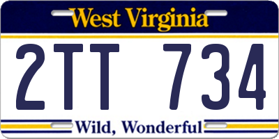 WV license plate 2TT734