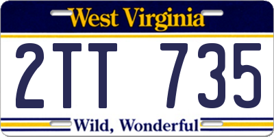 WV license plate 2TT735