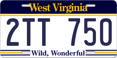 WV license plate 2TT750