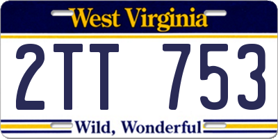 WV license plate 2TT753