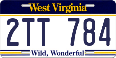 WV license plate 2TT784