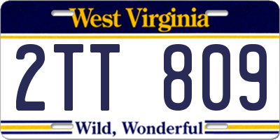 WV license plate 2TT809