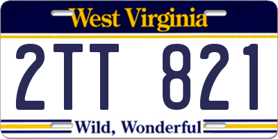 WV license plate 2TT821