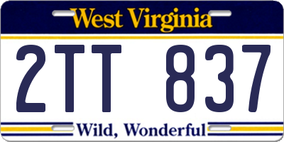 WV license plate 2TT837