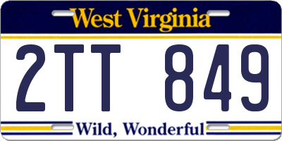 WV license plate 2TT849