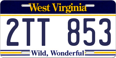 WV license plate 2TT853