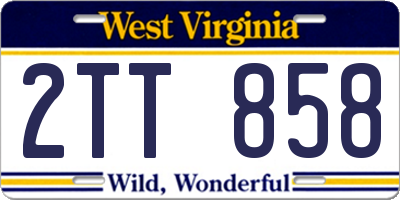 WV license plate 2TT858