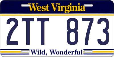 WV license plate 2TT873