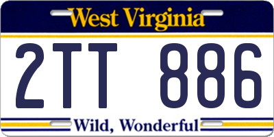 WV license plate 2TT886